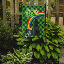 Load image into Gallery viewer, Black Schnauzer St. Patrick's Garden Flag – "Kiss Me I’m Irish" with Pot of Gold &amp; Rainbow
