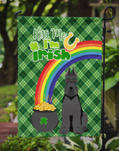 Load image into Gallery viewer, Black Schnauzer St. Patrick's Garden Flag – "Kiss Me I’m Irish" with Pot of Gold &amp; Rainbow