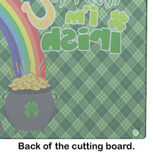 Load image into Gallery viewer, Black Schnauzer St. Patrick's Day Glass Cutting Boards – Durable, Decorative Kitchen Art Large