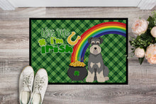 Load image into Gallery viewer, Salt Pepper Natural Ears Schnauzer St. Patrick's Day Doormat - 24x36 Decorative Floor Mat – Indoor/Outdoor Rug with Artistic Flair