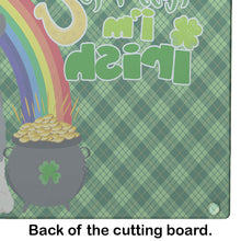 Load image into Gallery viewer, Salt Pepper Natural Ears Schnauzer St. Patrick's Day Glass Cutting Boards – Durable, Decorative Kitchen Art Large