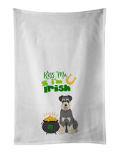 Load image into Gallery viewer, Salt Pepper Natural Ears Schnauzer St. Patrick's Day White Kitchen Towel Set of 2 Dish Towels