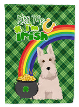 Load image into Gallery viewer, Wheaten Scottish Terrier St. Patrick's Garden Flag – "Kiss Me I’m Irish" with Pot of Gold &amp; Rainbow