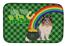 Load image into Gallery viewer, Blue Merle Sheltie St. Patrick's Day Dish Drying Mat – Absorbent, Artistic Kitchen Essentials
