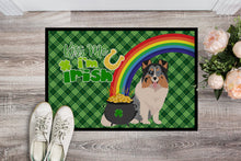 Load image into Gallery viewer, Blue Merle Sheltie St. Patrick's Day Doormat - 24x36 Decorative Floor Mat – Indoor/Outdoor Rug with Artistic Flair