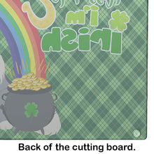 Load image into Gallery viewer, Blue Merle Sheltie St. Patrick's Day Glass Cutting Boards – Durable, Decorative Kitchen Art Large