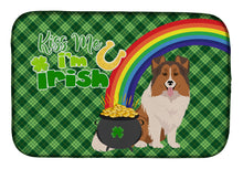 Load image into Gallery viewer, Sable Sheltie St. Patrick's Day Dish Drying Mat – Absorbent, Artistic Kitchen Essentials