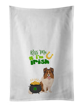 Load image into Gallery viewer, Sable Sheltie St. Patrick's Day White Kitchen Towel Set of 2 Dish Towels