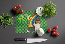 Load image into Gallery viewer, Tricolor Sheltie St. Patrick's Day Glass Cutting Boards – Durable, Decorative Kitchen Art Large
