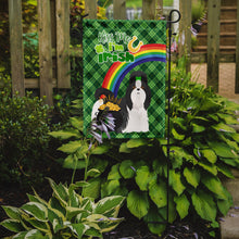 Load image into Gallery viewer, Black and White Shih Tzu St. Patrick's Garden Flag – "Kiss Me I’m Irish" with Pot of Gold &amp; Rainbow