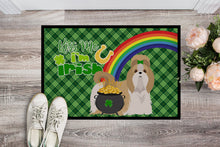 Load image into Gallery viewer, Gold and White Shih Tzu St. Patrick's Day Doormat - 24x36 Decorative Floor Mat – Indoor/Outdoor Rug with Artistic Flair