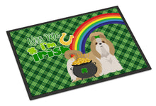 Load image into Gallery viewer, Gold and White Shih Tzu St. Patrick's Day Doormat - 24x36 Decorative Floor Mat – Indoor/Outdoor Rug with Artistic Flair