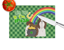 Load image into Gallery viewer, Liver and White Shih Tzu St. Patrick's Day Glass Cutting Boards – Durable, Decorative Kitchen Art Large