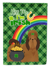 Load image into Gallery viewer, Red Shih Tzu St. Patrick's Garden Flag – "Kiss Me I’m Irish" with Pot of Gold &amp; Rainbow