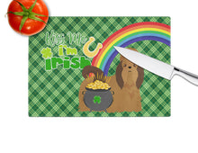 Load image into Gallery viewer, Red Shih Tzu St. Patrick's Day Glass Cutting Boards – Durable, Decorative Kitchen Art Large