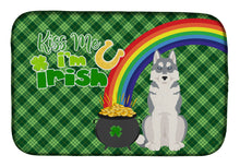 Load image into Gallery viewer, Grey Siberian Husky St. Patrick's Day Dish Drying Mat – Absorbent, Artistic Kitchen Essentials