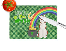 Load image into Gallery viewer, Red Siberian Husky St. Patrick's Day Glass Cutting Boards – Durable, Decorative Kitchen Art Large