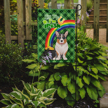 Load image into Gallery viewer, Blue Merle Cardigan Corgi St. Patrick's Garden Flag – "Kiss Me I’m Irish" with Pot of Gold &amp; Rainbow