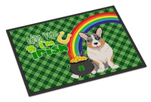 Load image into Gallery viewer, Blue Merle Cardigan Corgi St. Patrick's Day Doormat - 24x36 Decorative Floor Mat – Indoor/Outdoor Rug with Artistic Flair