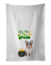 Load image into Gallery viewer, Blue Merle Cardigan Corgi St. Patrick's Day White Kitchen Towel Set of 2 Dish Towels