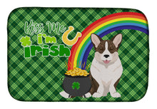 Load image into Gallery viewer, Brindle Cardigan Corgi St. Patrick's Day Dish Drying Mat – Absorbent, Artistic Kitchen Essentials