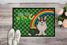 Load image into Gallery viewer, Brindle Cardigan Corgi St. Patrick's Day Doormat - 24x36 Decorative Floor Mat – Indoor/Outdoor Rug with Artistic Flair