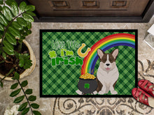 Load image into Gallery viewer, Brindle Cardigan Corgi St. Patrick's Day Doormat - 24x36 Decorative Floor Mat – Indoor/Outdoor Rug with Artistic Flair