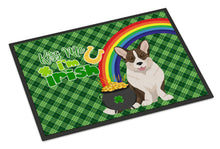 Load image into Gallery viewer, Brindle Cardigan Corgi St. Patrick's Day Doormat - 24x36 Decorative Floor Mat – Indoor/Outdoor Rug with Artistic Flair