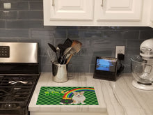 Load image into Gallery viewer, Fawn Cardigan Corgi St. Patrick's Day Glass Cutting Boards – Durable, Decorative Kitchen Art Large