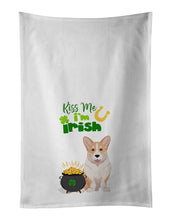 Load image into Gallery viewer, Fawn Cardigan Corgi St. Patrick's Day White Kitchen Towel Set of 2 Dish Towels