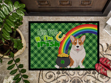 Load image into Gallery viewer, Red Cardigan Corgi St. Patrick's Day Doormat - 24x36 Decorative Floor Mat – Indoor/Outdoor Rug with Artistic Flair