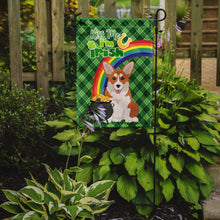Load image into Gallery viewer, Red Pembroke Corgi St. Patrick's Garden Flag – "Kiss Me I’m Irish" with Pot of Gold &amp; Rainbow