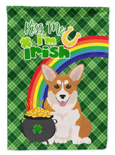 Load image into Gallery viewer, Red Pembroke Corgi St. Patrick's Garden Flag – "Kiss Me I’m Irish" with Pot of Gold &amp; Rainbow