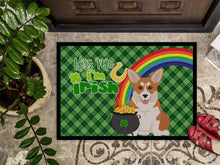 Load image into Gallery viewer, Red Pembroke Corgi St. Patrick's Day Doormat - 24x36 Decorative Floor Mat – Indoor/Outdoor Rug with Artistic Flair