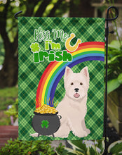 Load image into Gallery viewer, Westie West Highland White Terrier St. Patrick's Garden Flag – "Kiss Me I’m Irish" with Pot of Gold &amp; Rainbow