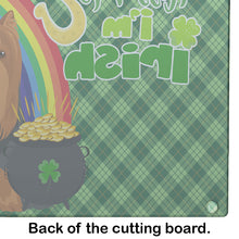 Load image into Gallery viewer, Black and Tan Full Coat Yorkshire Terrier St. Patrick's Day Glass Cutting Boards – Durable, Decorative Kitchen Art Large