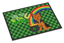 Load image into Gallery viewer, Black and Tan Puppy Cut Yorkshire Terrier St. Patrick's Day Doormat - 24x36 Decorative Floor Mat – Indoor/Outdoor Rug with Artistic Flair