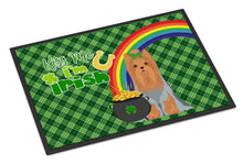 Load image into Gallery viewer, Blue and Tan Full Coat Yorkshire Terrier St. Patrick's Day Doormat - 24x36 Decorative Floor Mat – Indoor/Outdoor Rug with Artistic Flair