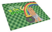 Load image into Gallery viewer, Blue and Tan Full Coat Yorkshire Terrier St. Patrick's Day Glass Cutting Boards – Durable, Decorative Kitchen Art Large
