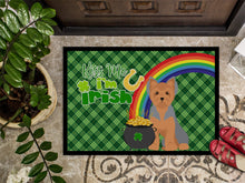 Load image into Gallery viewer, Blue and Tan Puppy Cut Yorkshire Terrier St. Patrick's Day Doormat - 24x36 Decorative Floor Mat – Indoor/Outdoor Rug with Artistic Flair