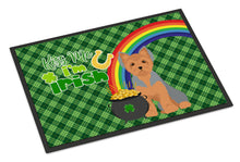 Load image into Gallery viewer, Blue and Tan Puppy Cut Yorkshire Terrier St. Patrick's Day Doormat - 24x36 Decorative Floor Mat – Indoor/Outdoor Rug with Artistic Flair