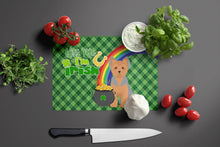 Load image into Gallery viewer, Blue and Tan Puppy Cut Yorkshire Terrier St. Patrick's Day Glass Cutting Boards – Durable, Decorative Kitchen Art Large