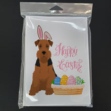 Load image into Gallery viewer, Black and Tan Airedale Terrier Easter Greeting Cards -  Blank Note Cards – 8-Pack of Artist-Designed Cards with Envelopes