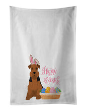 Load image into Gallery viewer, Black and Tan Airedale Terrier Easter White Kitchen Towel Set of 2 Dish Towels
