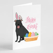 Load image into Gallery viewer, Black Pit Bull Terrier Easter Greeting Cards -  Blank Note Cards – 8-Pack of Artist-Designed Cards with Envelopes