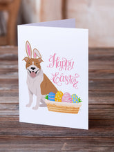 Load image into Gallery viewer, Red and White Pit Bull Terrier Easter Greeting Cards -  Blank Note Cards – 8-Pack of Artist-Designed Cards with Envelopes