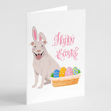 Load image into Gallery viewer, White Pit Bull Terrier Easter Greeting Cards -  Blank Note Cards – 8-Pack of Artist-Designed Cards with Envelopes
