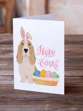 Load image into Gallery viewer, Lemon and White Tricolor Basset Hound Easter Greeting Cards -  Blank Note Cards – 8-Pack of Artist-Designed Cards with Envelopes
