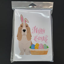 Load image into Gallery viewer, Lemon and White Tricolor Basset Hound Easter Greeting Cards -  Blank Note Cards – 8-Pack of Artist-Designed Cards with Envelopes