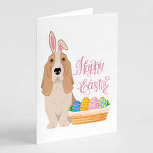 Load image into Gallery viewer, Lemon and White Tricolor Basset Hound Easter Greeting Cards -  Blank Note Cards – 8-Pack of Artist-Designed Cards with Envelopes